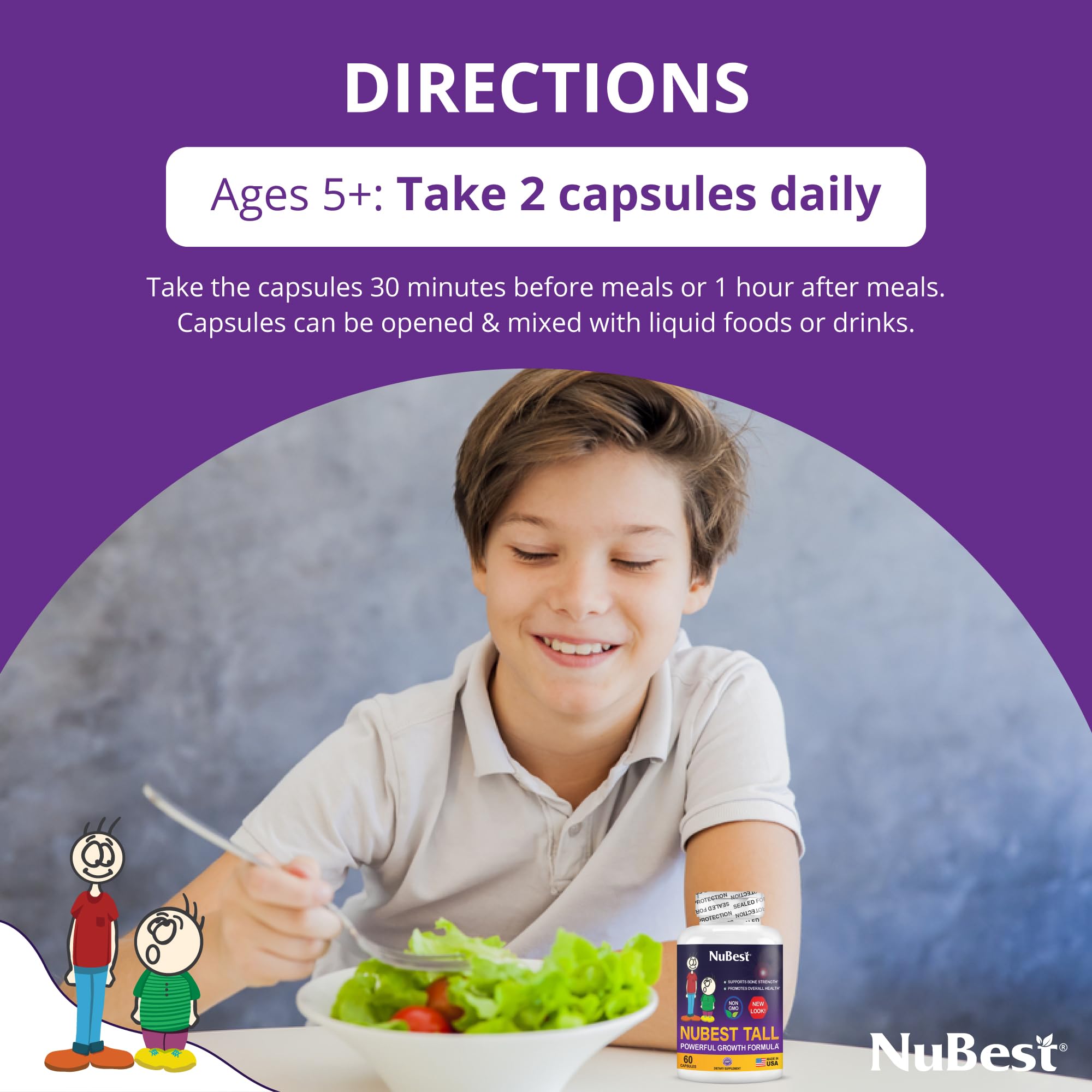 NuBest Tall daily-dose spoon image emphasizes easy, kid-friendly routine.
