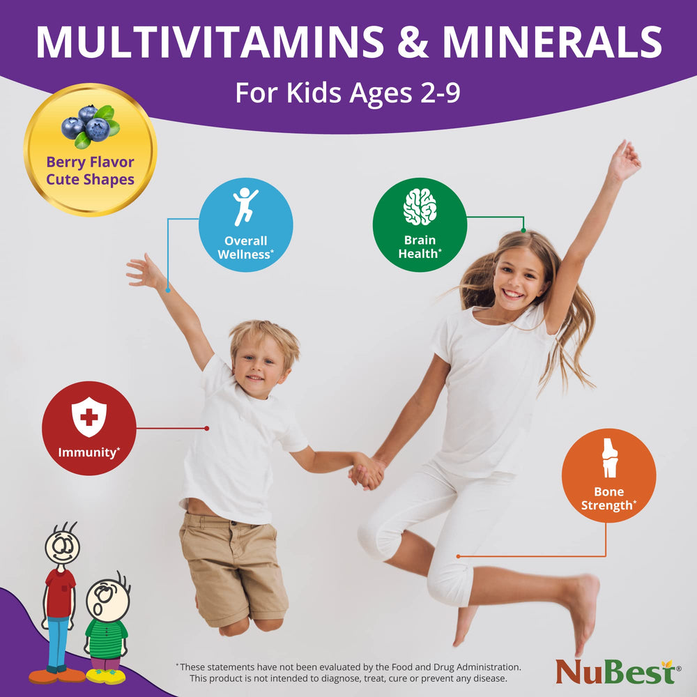 NuBest Tall Kids animal-shaped tablets arranged for fun daily routine