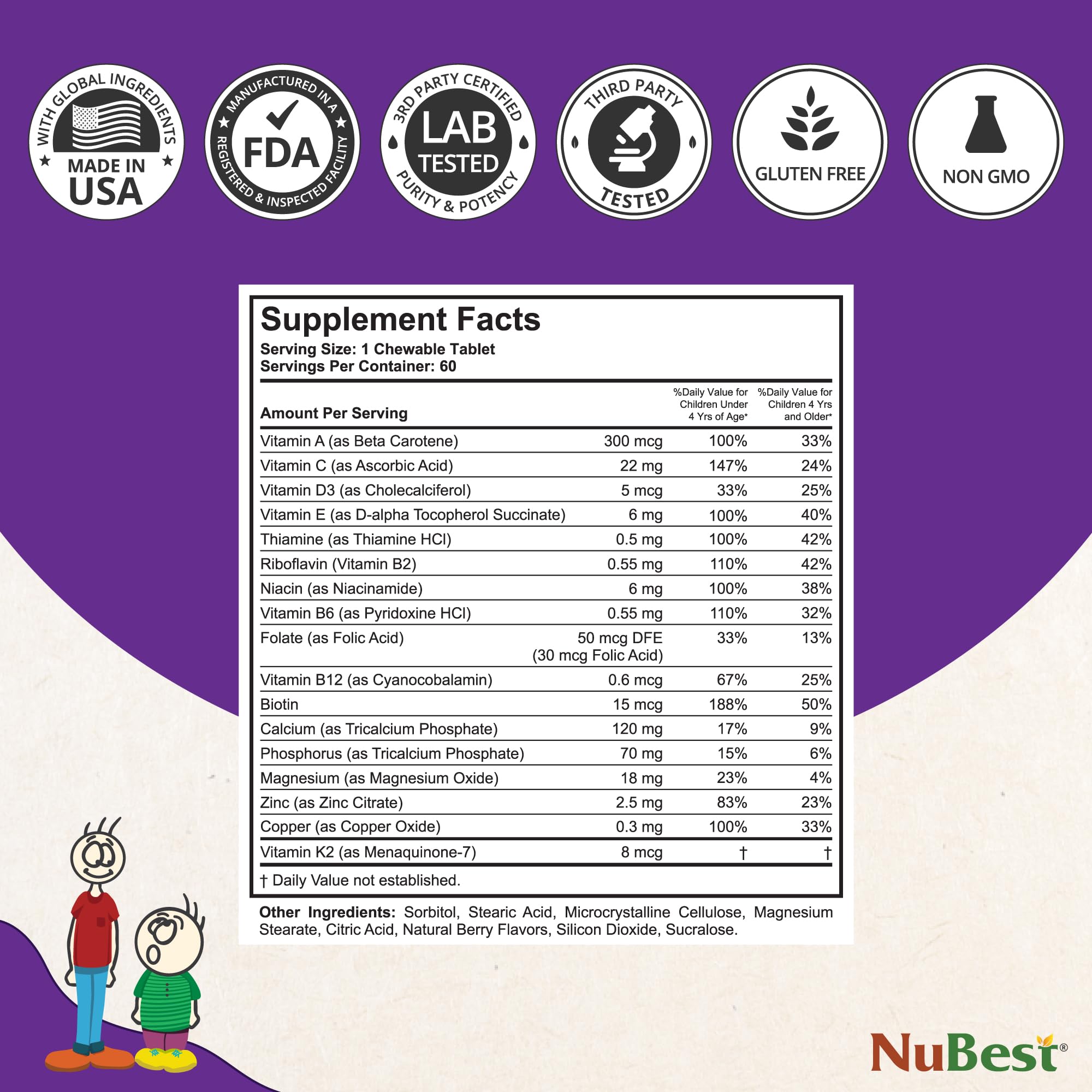 NuBest Tall Kids berry-flavored chewables ready for daily use by kids.