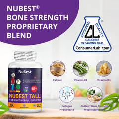 NuBest Tall 10+ label close-up highlights verified quality and key nutrients