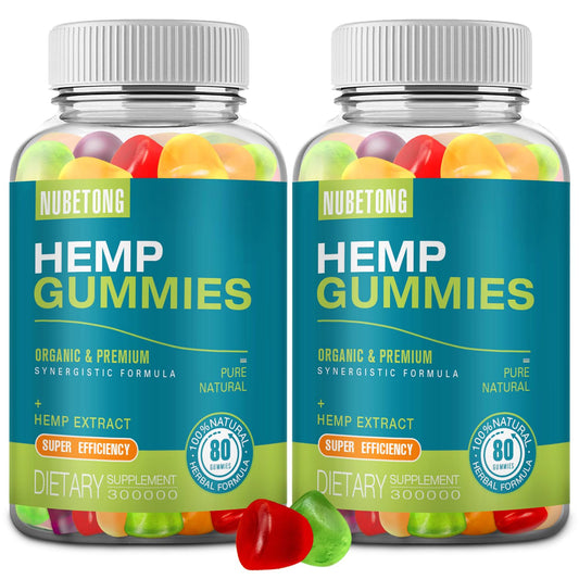 Nubetong hemp gummies bottle front for daily calm and restful sleep.