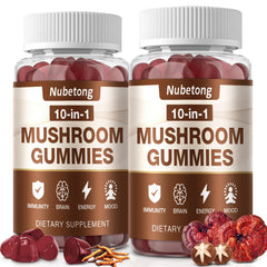 Nubetong Mushroom Gummies bottle for daily focus and mood support