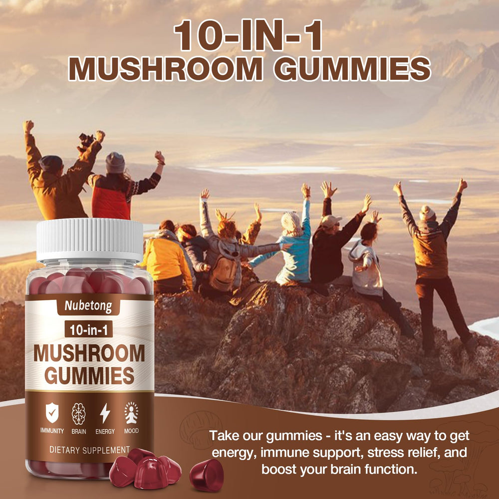 Nubetong Mushroom Gummies texture close-up ready to chew