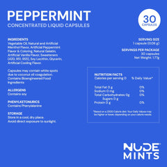 NUDE MINTS sugar-free zero-calorie badge signals a guilt-free refreshment option.