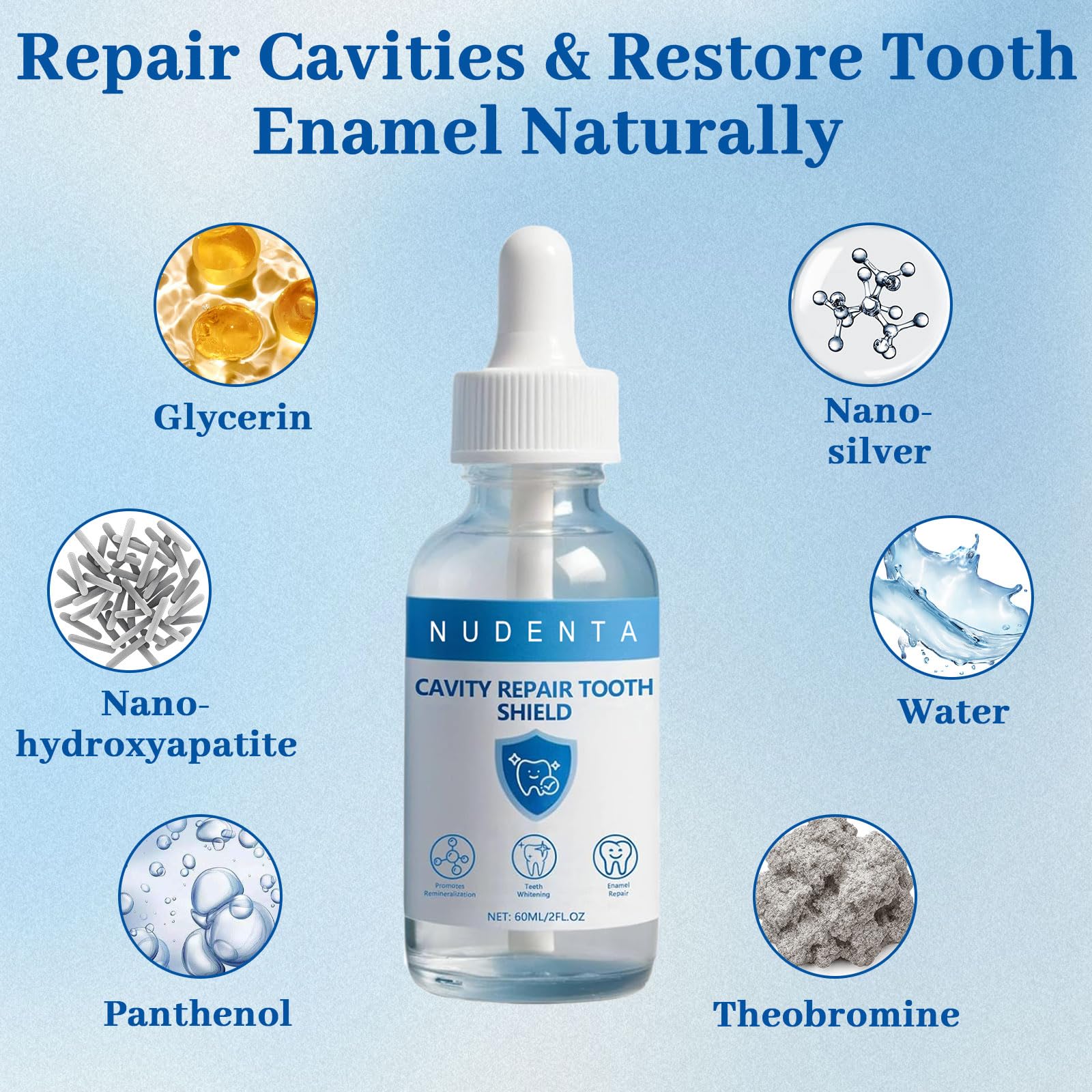 NUDENTA Odontic Repair fluoride-free label close-up.