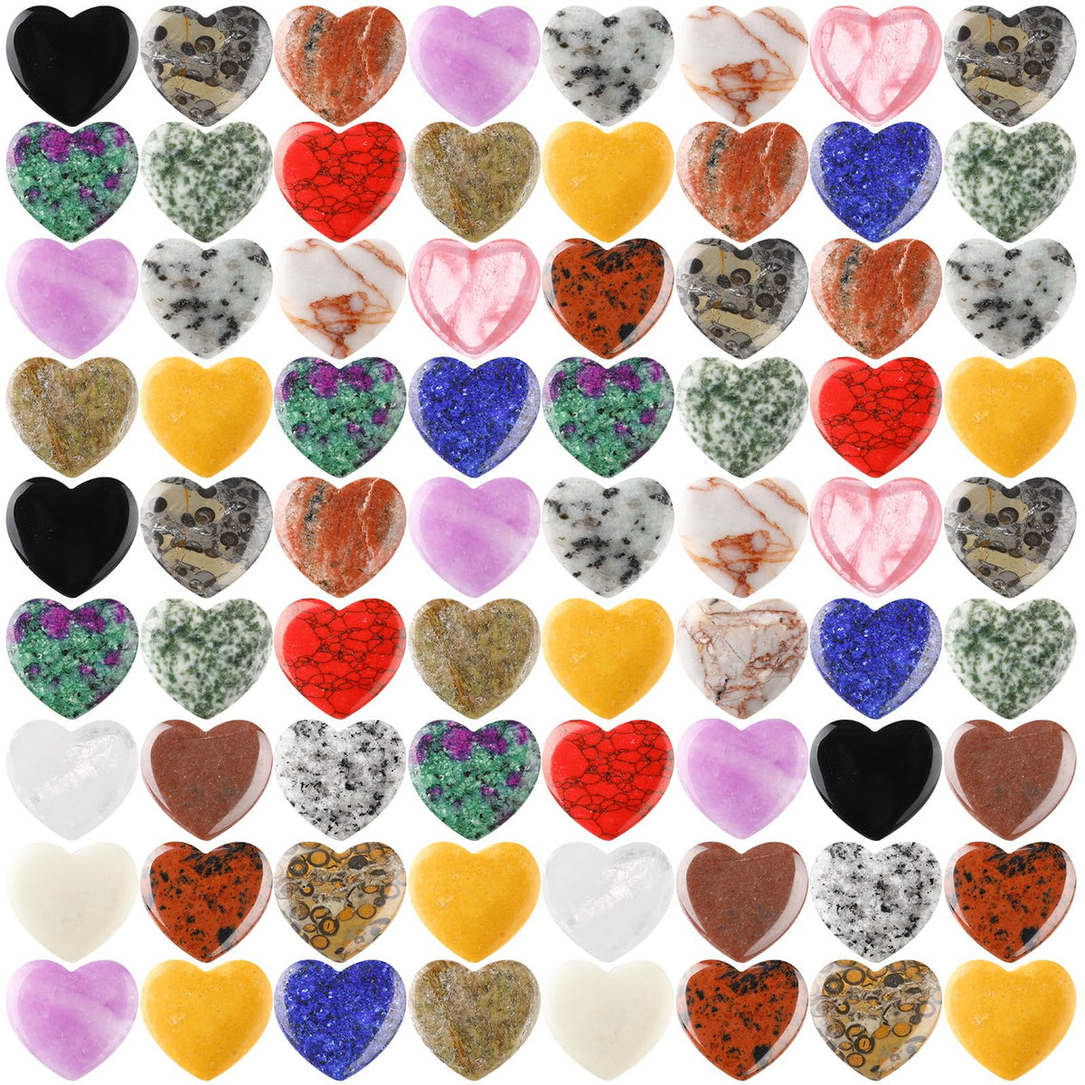 Nuenen 72-piece heart crystal pack in assorted colors for crafts and decor