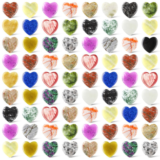 Nuenen 72-piece rose quartz heart crystals pack for mindful relaxation and color variety