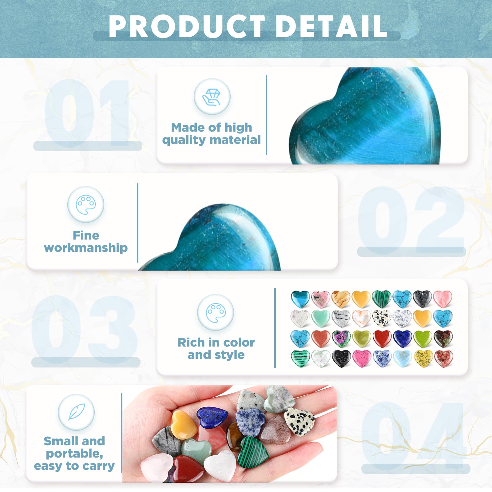 Nuenen polished heart rocks with smooth texture for easy handling.