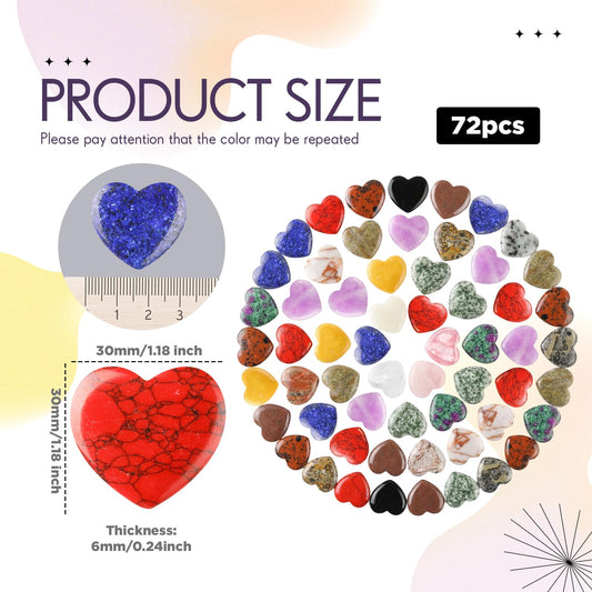 Nuenen rose quartz heart stones in multiple colors for DIY jewelry and decor