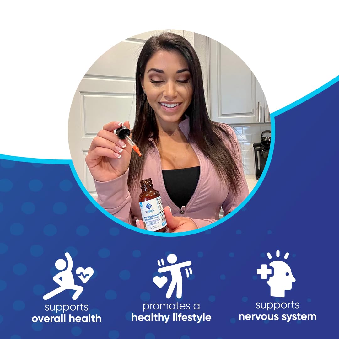 NuEthix B12 Liposomal serving demonstrates 30-day supply convenience.