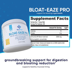 Gluten-free and dairy-free labeling on NuEthix Bloat Eaze Pro.