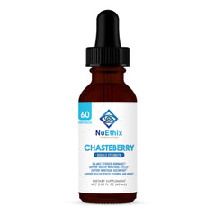 NuEthix Chasteberry double-strength bottle supports balanced hormones and menstrual comfort