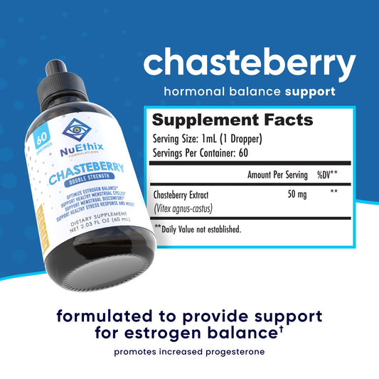 NuEthix chasteberry liquid dropper enables precise daily dosing for consistency