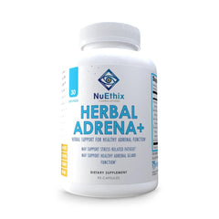 NuEthix Formulations Adrena+ bottle promotes daily adrenal support and balanced energy.