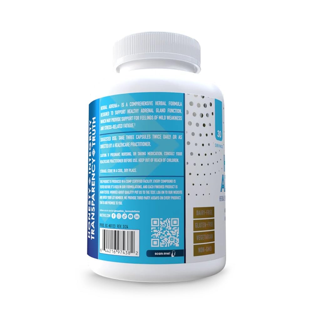 NuEthix Adrena+ ingredients image highlights cordyceps and ashwagandha for immune wellness.