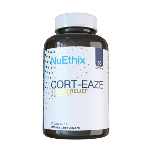 NuEthix Cort-Eaze bottle front highlighting calm focus and daily balance