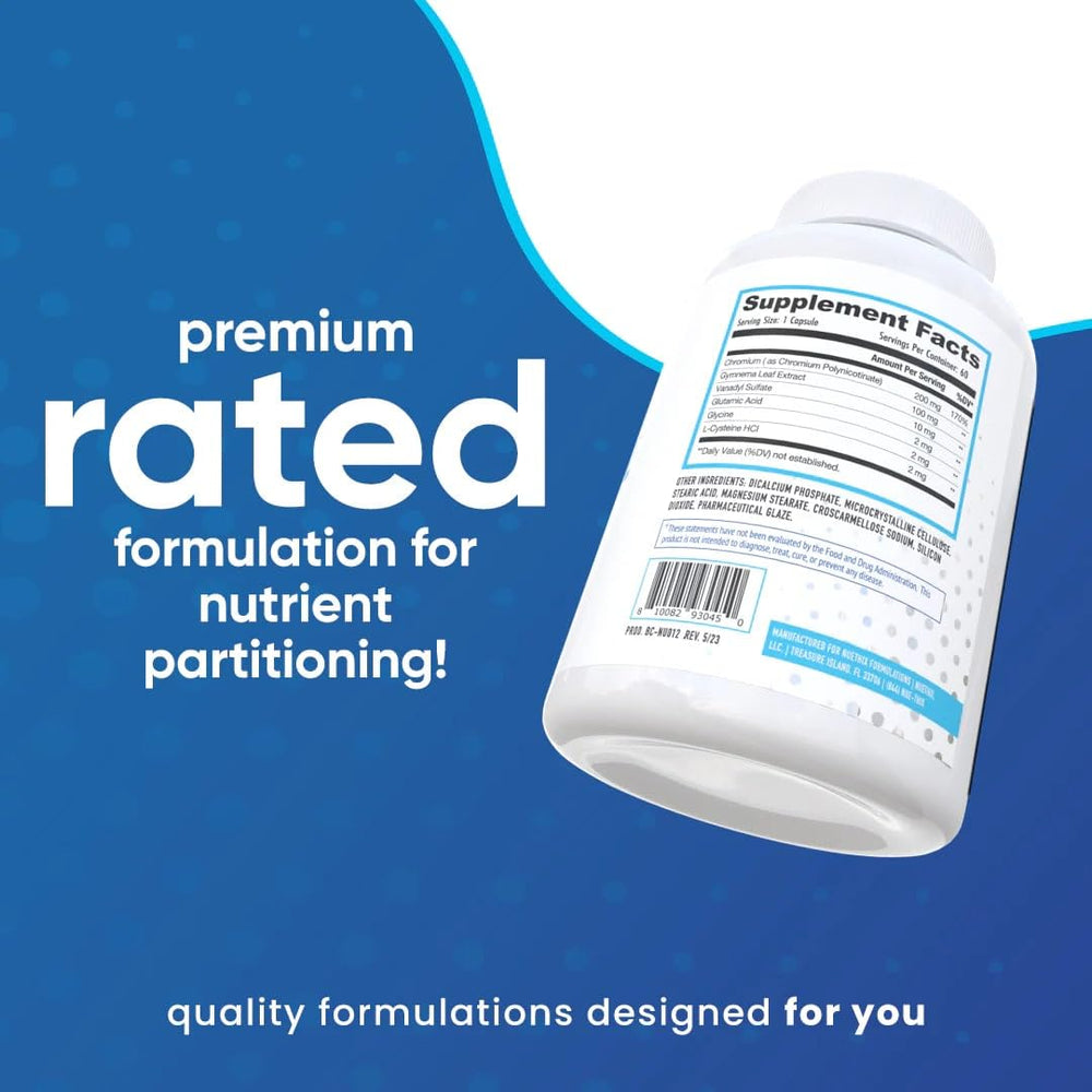 NuEthix Formulations SLIN-Trol ingredients chart highlights chromium and glycine benefits.