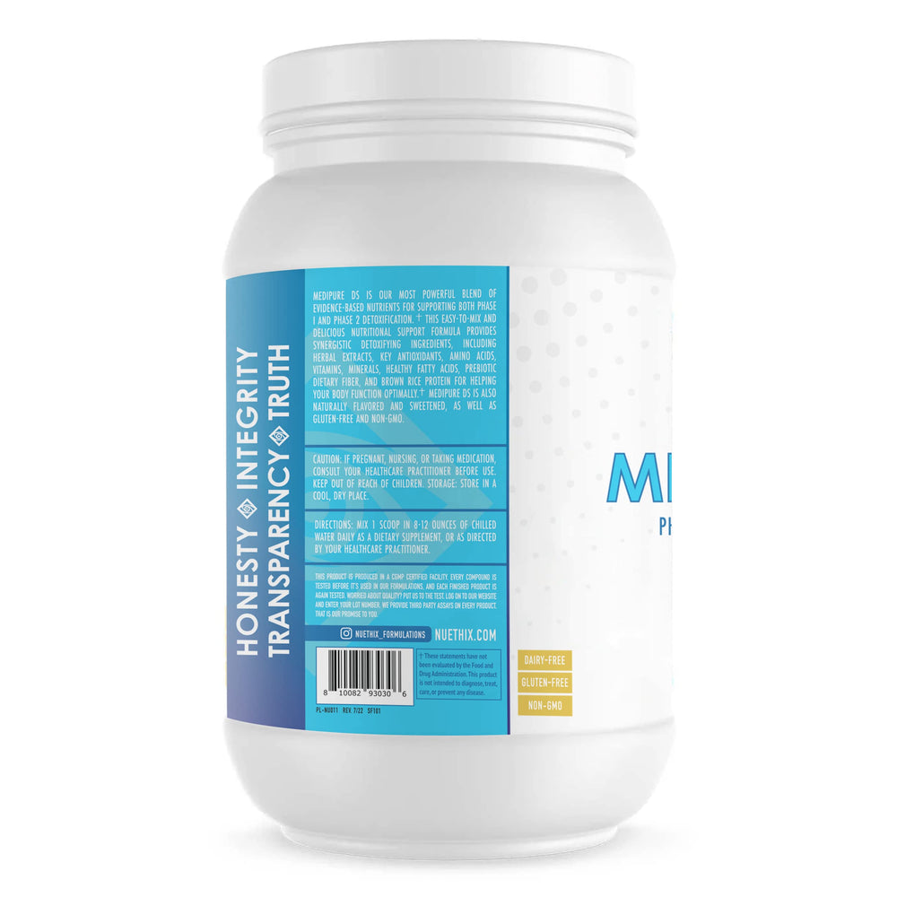 NuEthix Medipure DS ingredient label highlighting gluten-free and non-GMO features