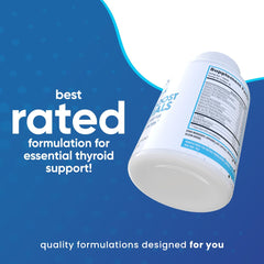 Close-up of Thyro-Boost Essentials label highlighting dairy-free, non-GMO formula