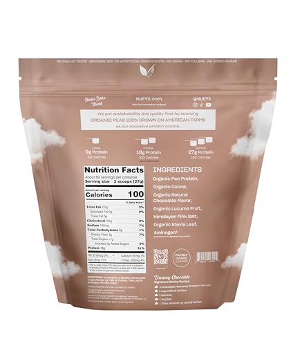 NUFYX Heavenly Protein bottle and shaker highlighting Dreamy Chocolate flavor