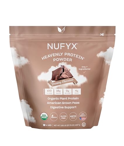 NUFYX Heavenly Protein Dreamy Chocolate scoop for a smooth plant-based shake