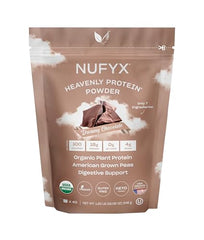 NUFYX Heavenly Protein Dreamy Chocolate tub – plant-based daily energy source.
