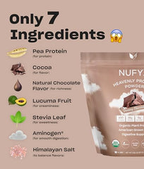 NUFYX Heavenly Protein organic peas packaging shows USA-grown plant-based protein