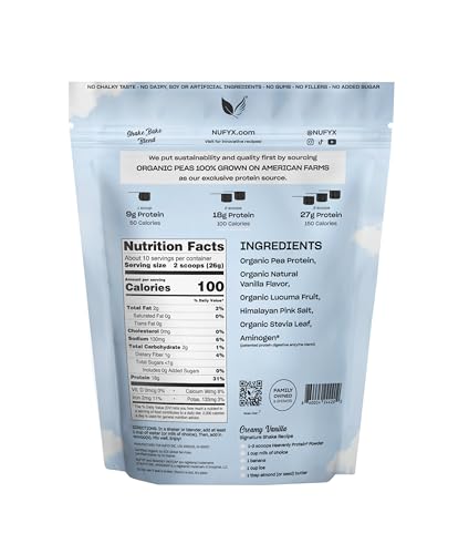 NUFYX Heavenly Protein Powder being poured for easy on-the-go shakes