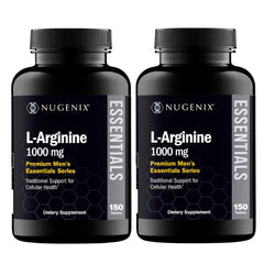Nugenix Essentials L-Arginine bottle pour demonstrates easy daily dosing for sustained support.
