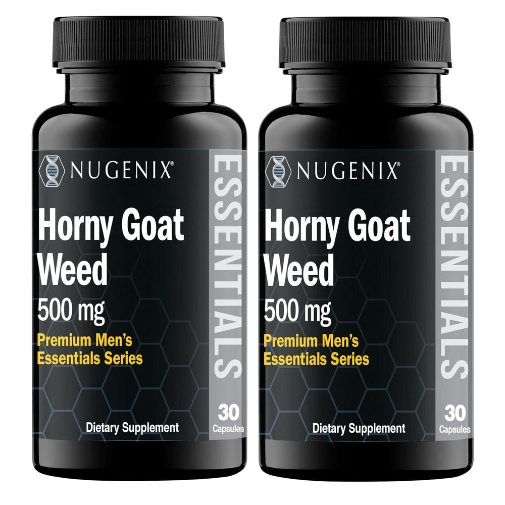 Nugenix Essentials Horny Goat Weed bottle front with Epimedium extract capsules