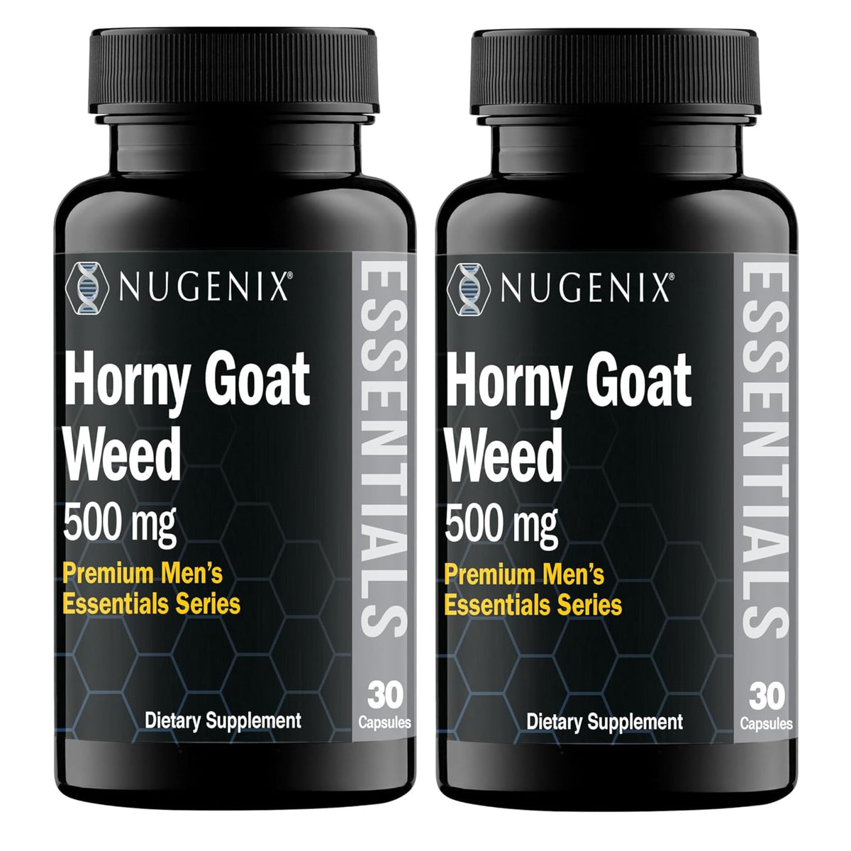 Nugenix Essentials Horny Goat Weed bottle front with Epimedium extract capsules