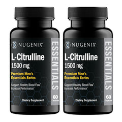 Nugenix Essentials L-Citrulline bottle front showing 1500 mg dosage for blood flow support