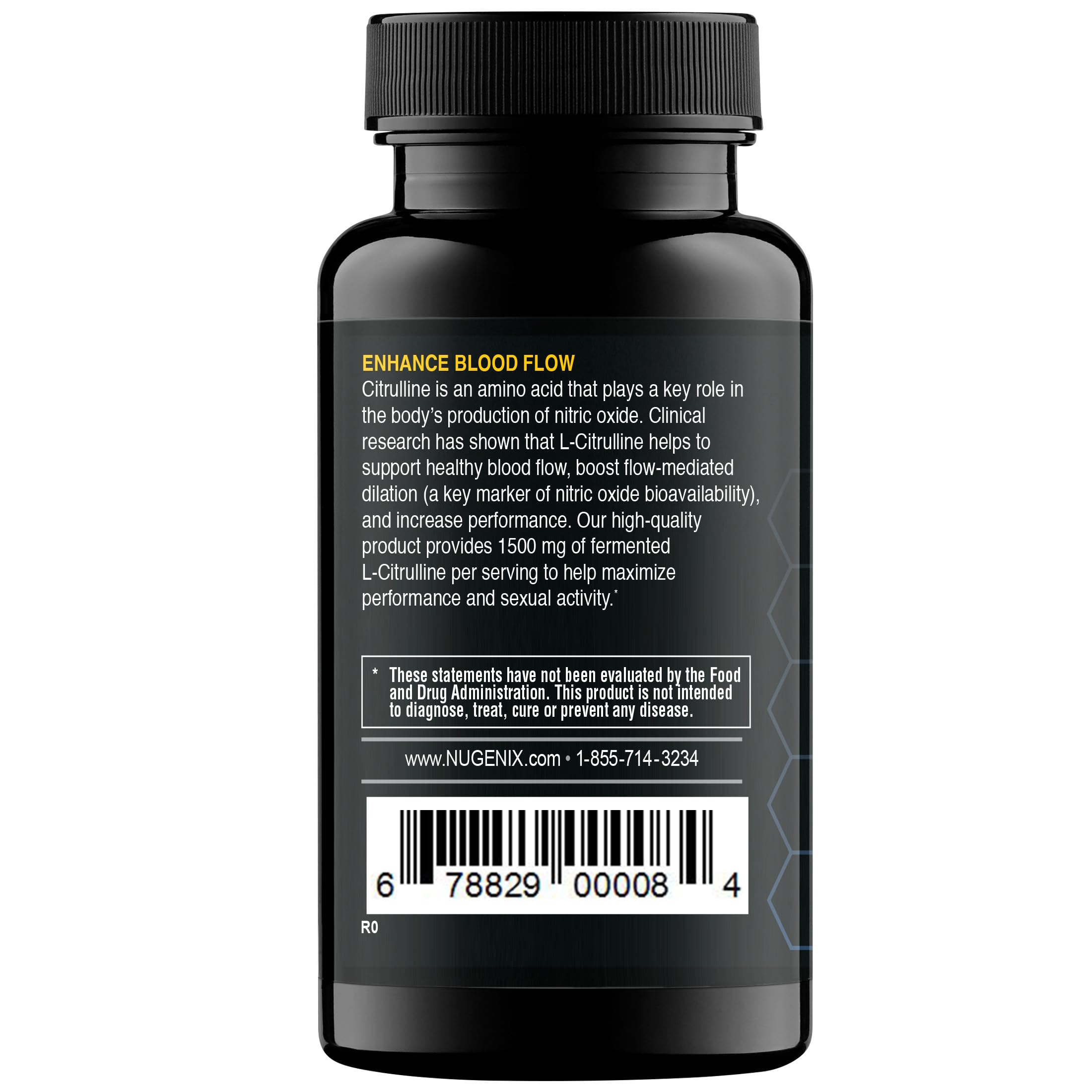 Label detail of Nugenix Essentials L-Citrulline noting USA-made premium ingredients