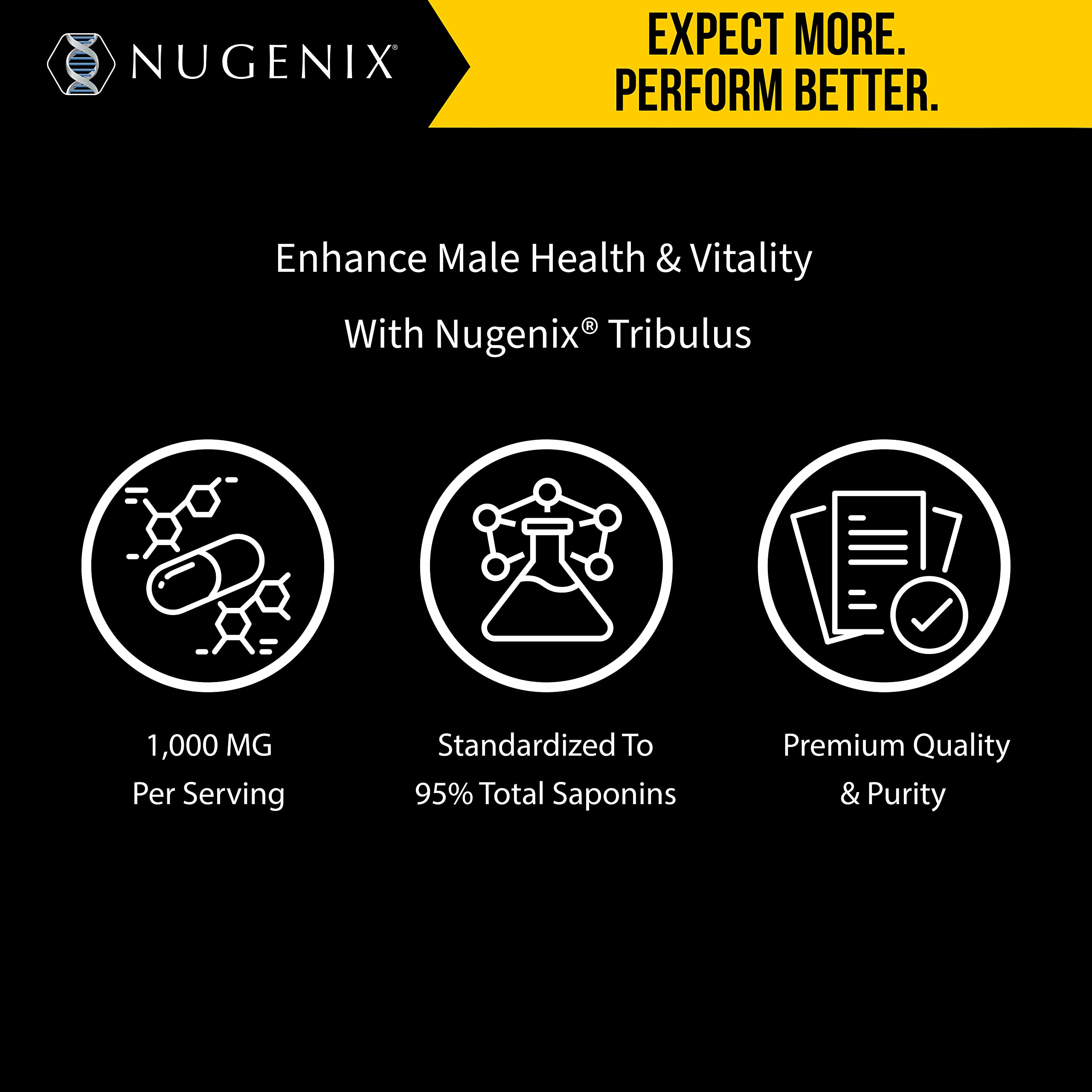 Nugenix Essentials Tribulus bottle being poured to reveal capsules