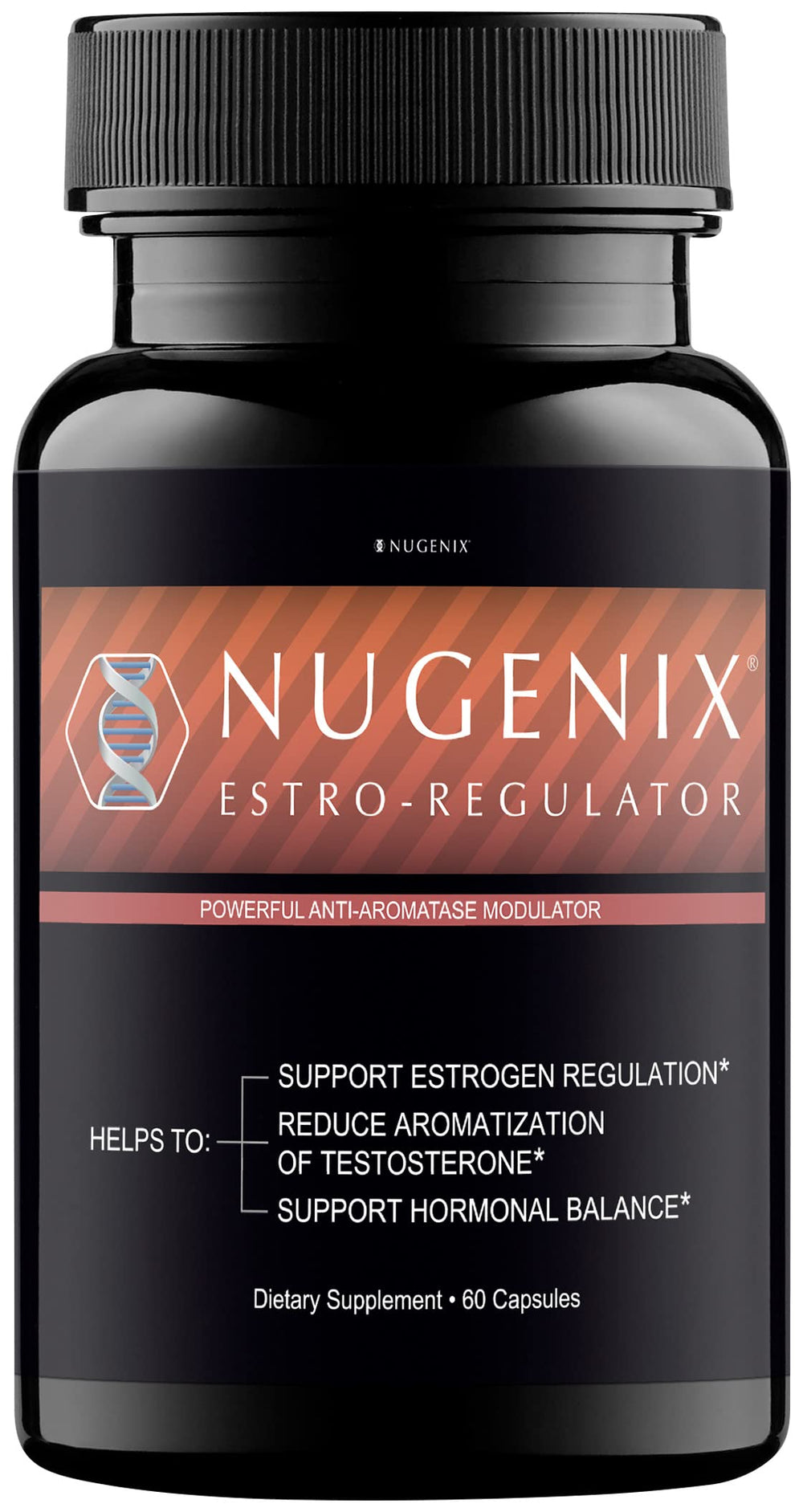 Nugenix Estro-Regulator bottle pouring for easy daily estrogen support