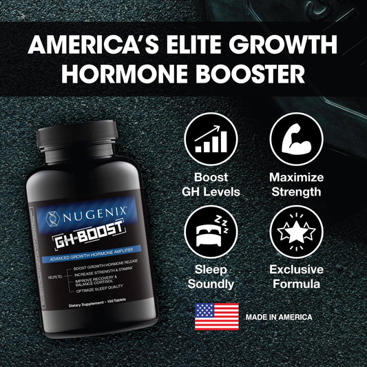 Nugenix GH-Boost bottle on shelf signaling trusted, night-ready support.