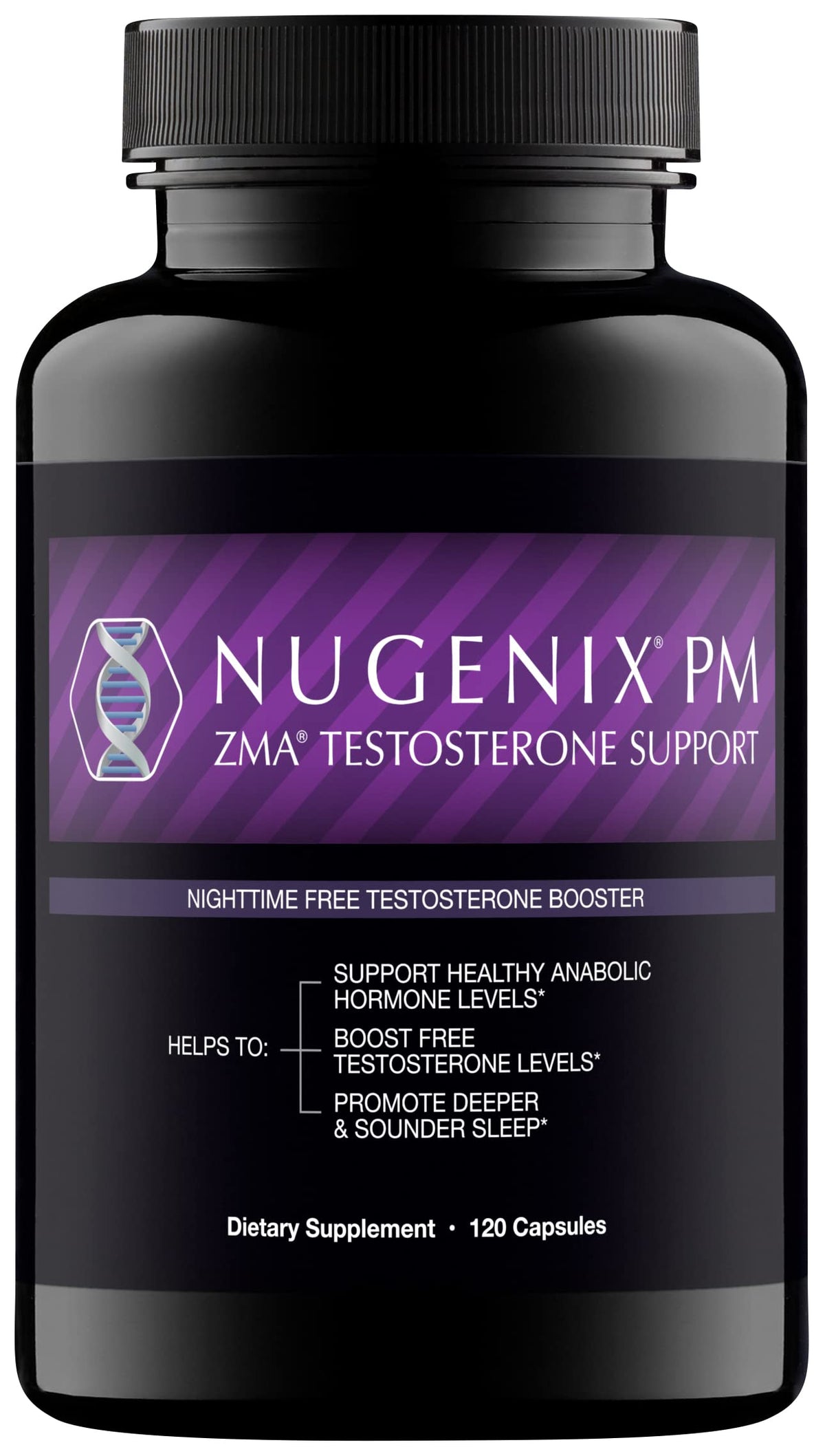 Nugenix PM ZMA bottle at night promotes restful sleep and recovery