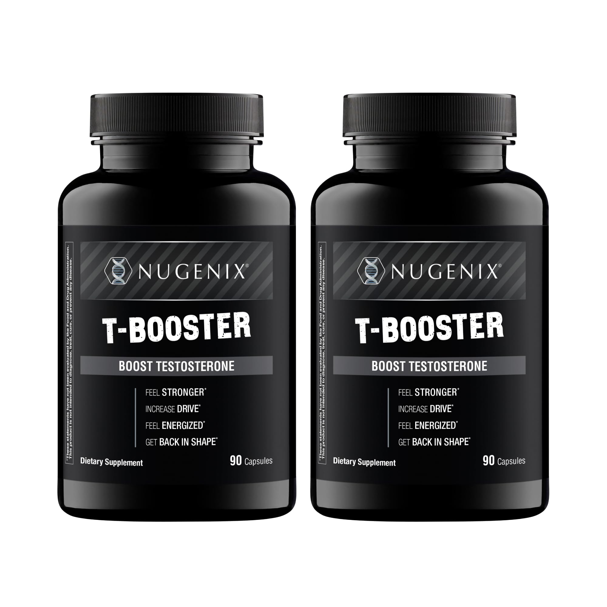 Nugenix T Booster bottle front view highlighting branding for daily performance support.