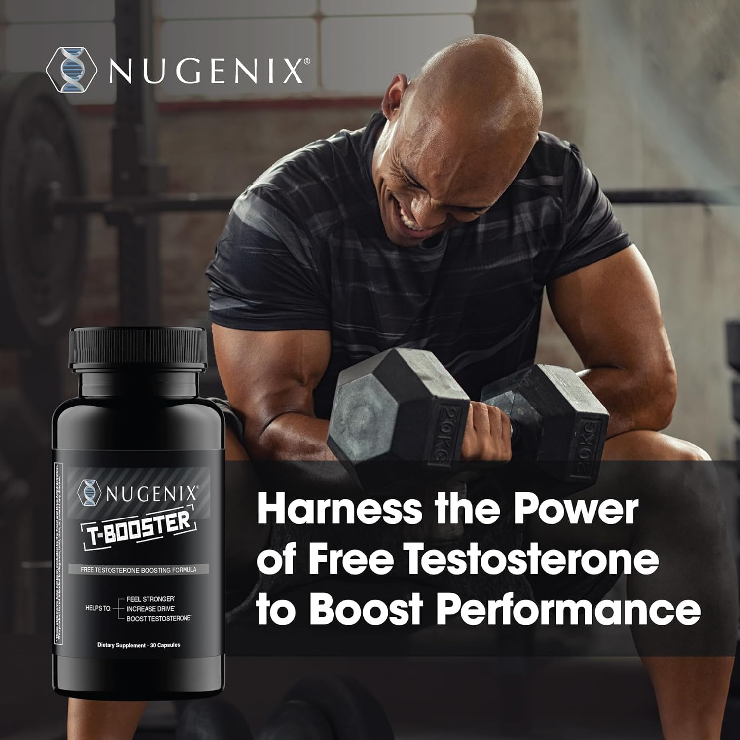 Nugenix T Booster capsules close-up ready for daily use and consistency.