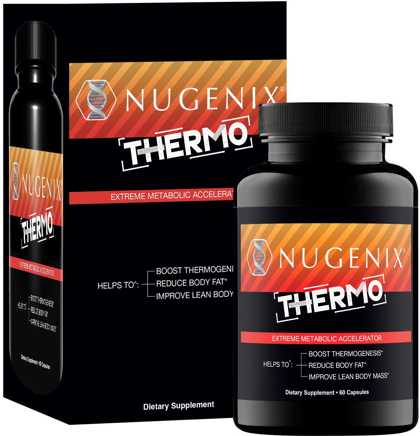 Nugenix Thermo bottle side profile highlights compact daily supplement