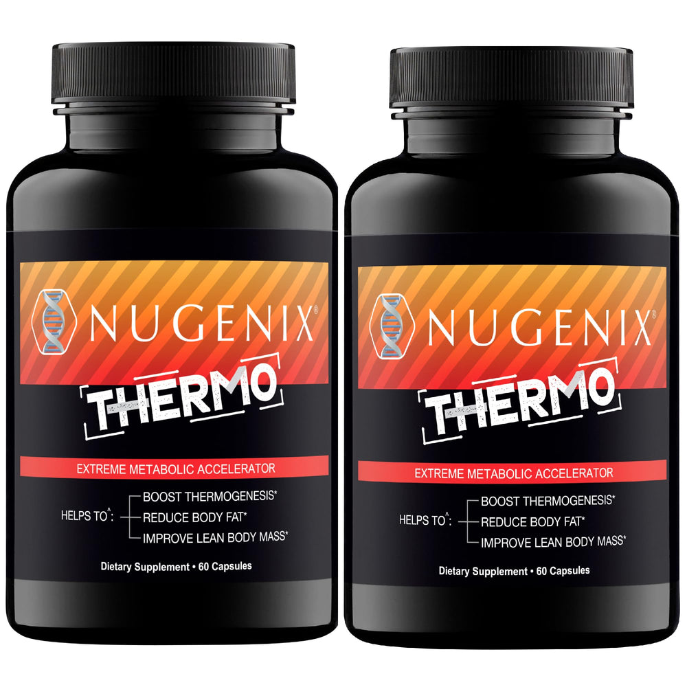Nugenix Thermo packaging front, highlighting a convenient once-daily fat-burning formula.