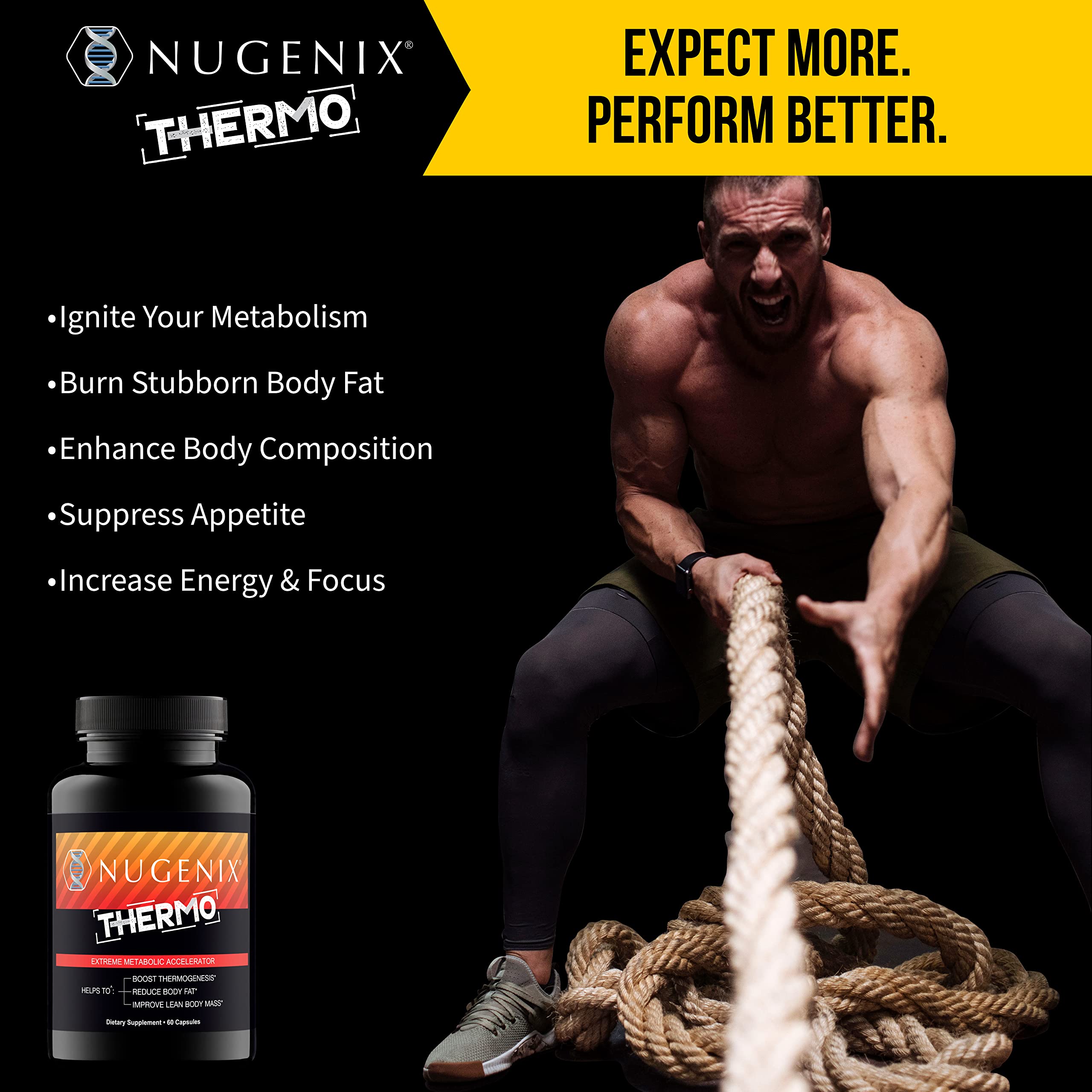 Nugenix Thermo on a workout setup with gym gear for daily use