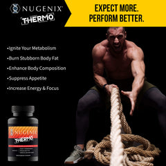 Nugenix Thermo on a workout setup with gym gear for daily use