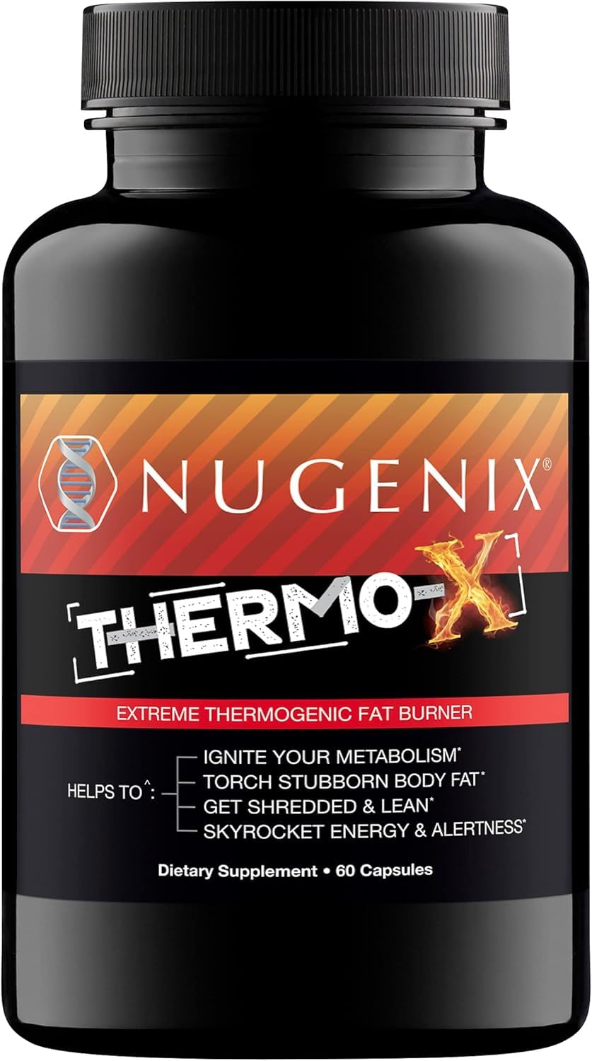 Nugenix Thermo-X bottle front shows bold branding and energy-ready formula.