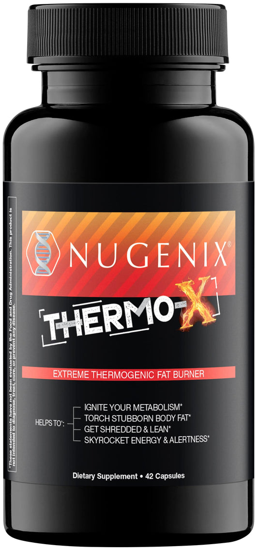 Nugenix Thermo-X bottle front view highlighting premium packaging for serious training