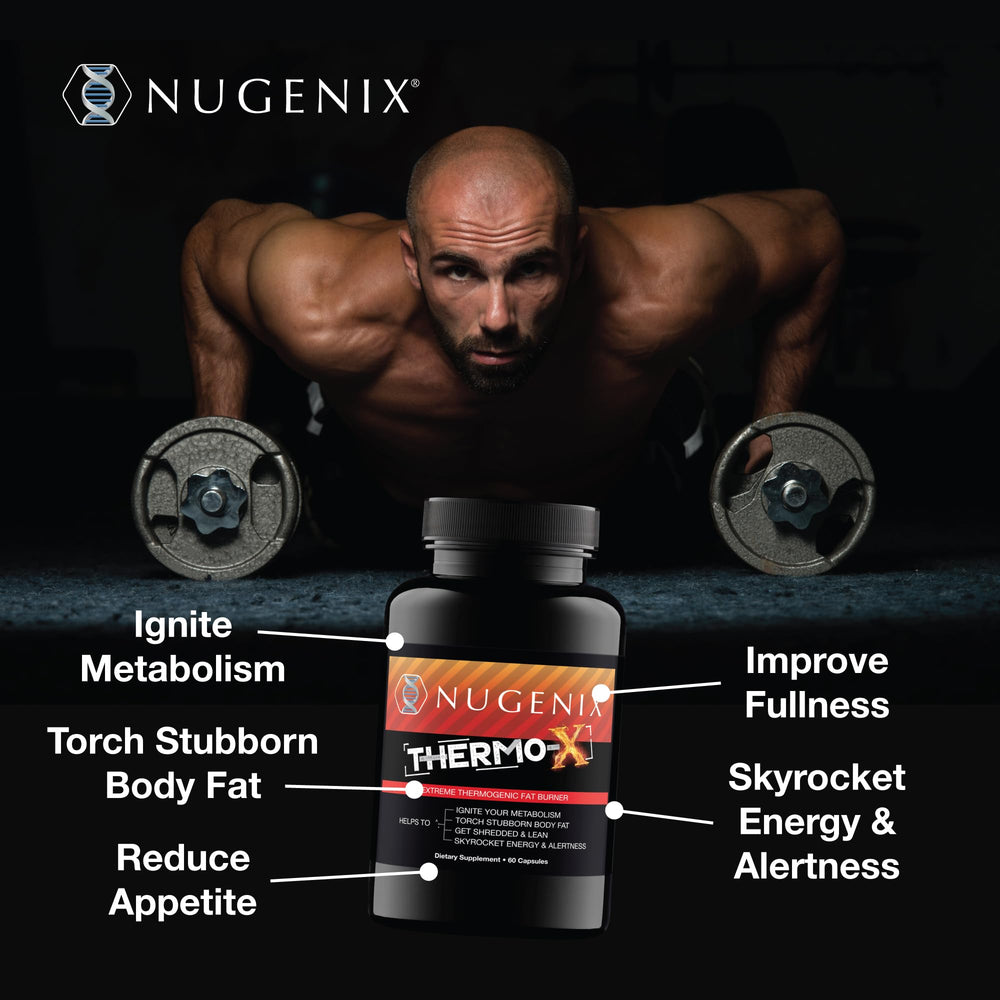 Nugenix Thermo-X label close-up emphasizing clinical-strength ingredients