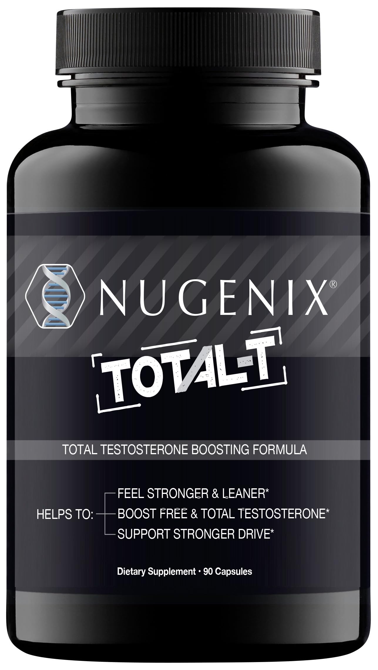 Nugenix Total-T bottle front view for daily use.