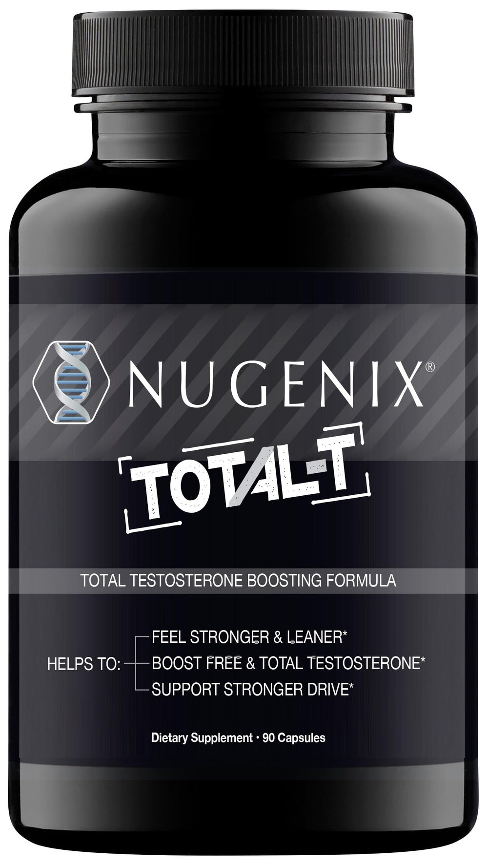 Nugenix Total-T bottle front view for daily use.