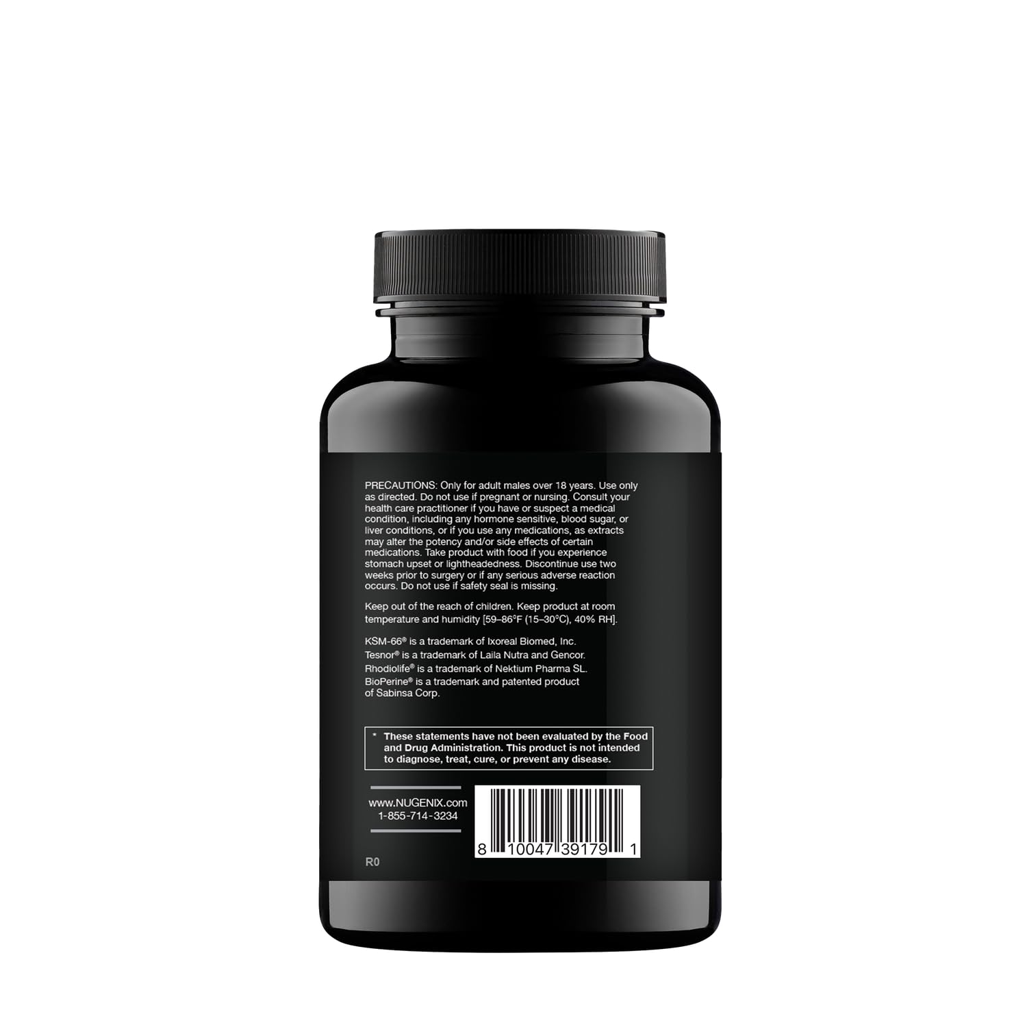 Nugenix Total-T Maxx ingredients label with patented components.