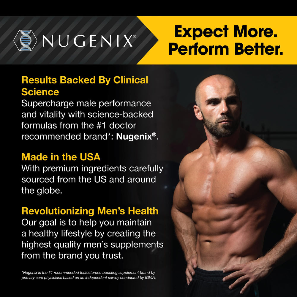 Nugenix Total-T pills and glass illustrating easy daily intake.